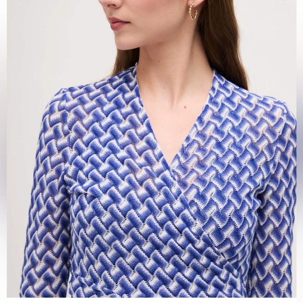 NWT Hill House The Raschel Knit Ballet Wrap Sweater - Blue Multi Raschel